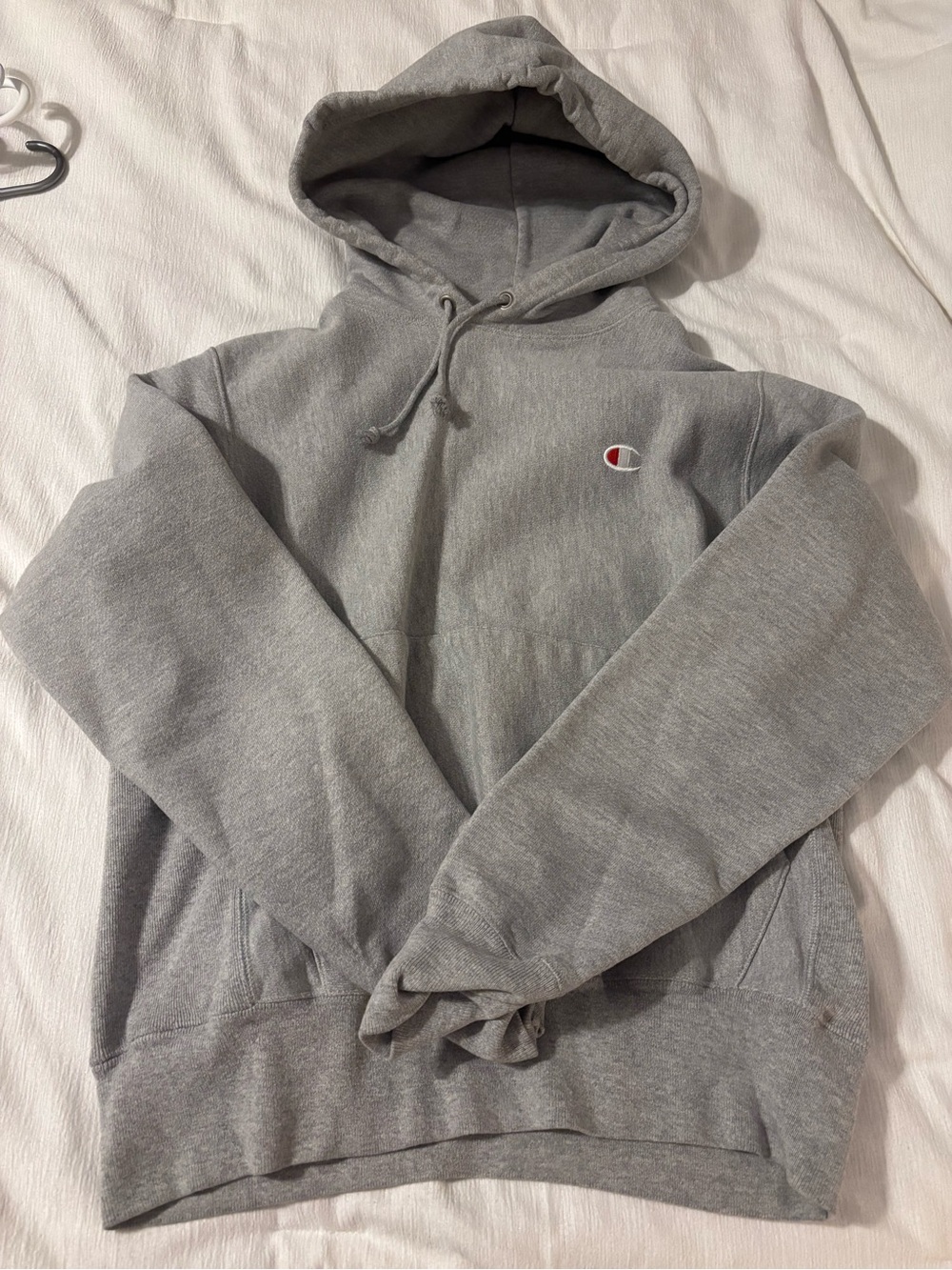 Champion Gray Classic Pullover Hoodie with Embroidered Logo